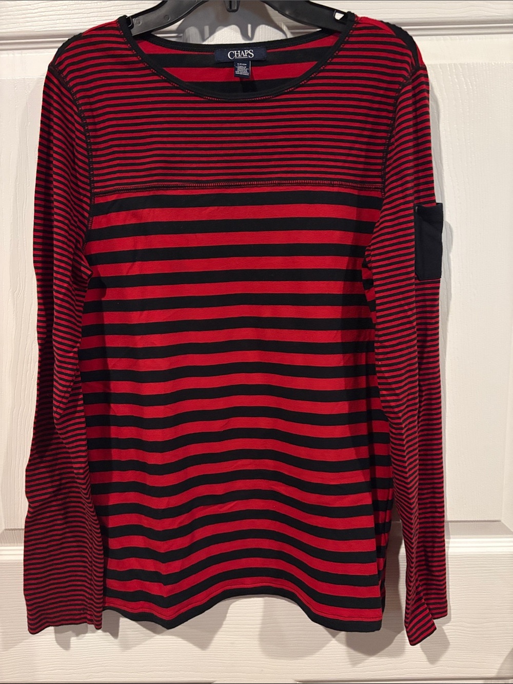 Chaps Red and Black Striped Long Sleeve Shirt